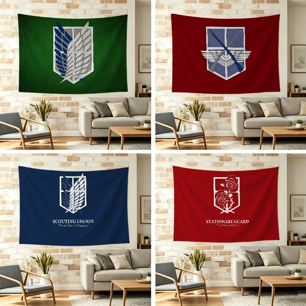 Anime A-Attack on T-Titan Flag For Outdoor Camping Bar Picnic Party Home Decoration Ornaments Banner