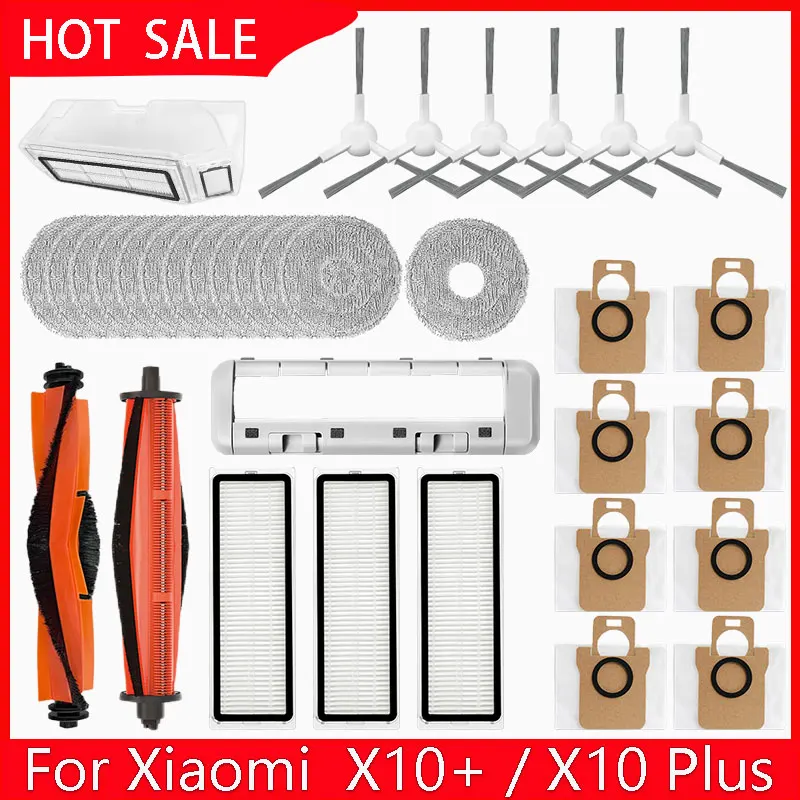 

For Xiaomi Robot Vacuum X10+ / X10 Plus Parts Accessories Main Brush Side Brush Hepa Filter Mop Cloth Dust Bag Replacement Spare