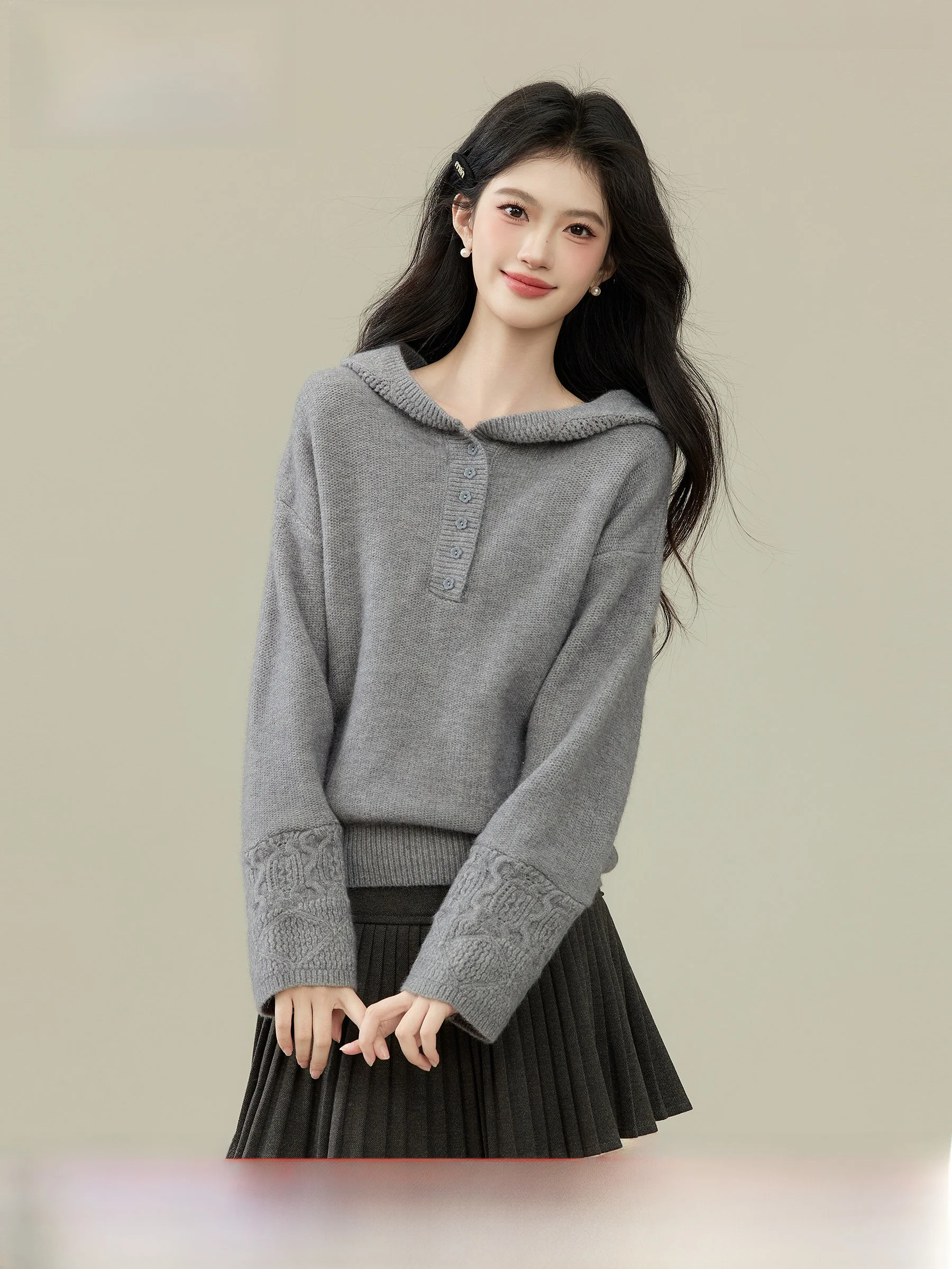 

ay Hooded Sweater Women's Lazy Sle Knitted irt Winter New Arrival Soft Comfortable Non-deformable Antibacterial Anti-st...