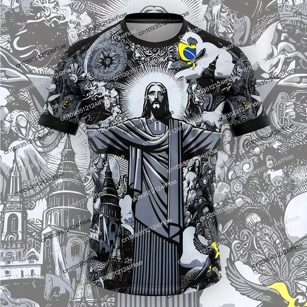 Nouvelle Arrivée 2026 – Maillot de Football Style Brésilien pour Homme Adulte – T-shirt d'Été à Séchage Rapide – Haut Décontracté à Manches Courtes