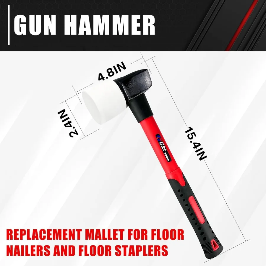 White Rubber Flooring Mallet with Replaceable HeadNonMarring Head Fiberglass Handle 1 Replacement head