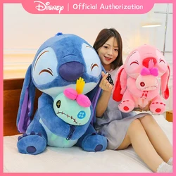 45CM-80CM New Disney Lilo & Stitch Plush Toy Cute Angel Stuffed Doll Anime Collection Memorable Souvenir Kawaii Birthday Gift