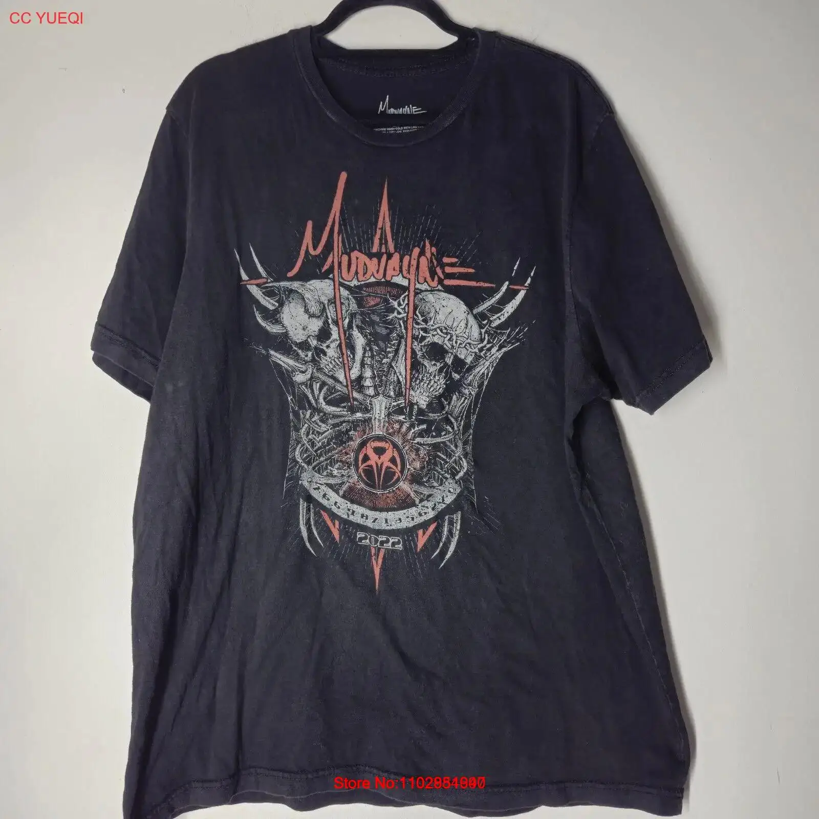 Футболка Mudvayne Band Tour 2022, размер 2XL, музыкальный рок-концерт, байкер с черепом