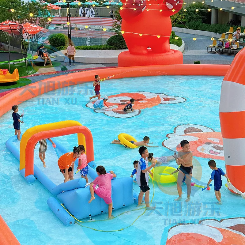 Inflatable Pool, Commercial Outdoor Water Play Center, 10ft Flower Design, Swimming Pool for Kids, Garden Water Park, Summer Fun