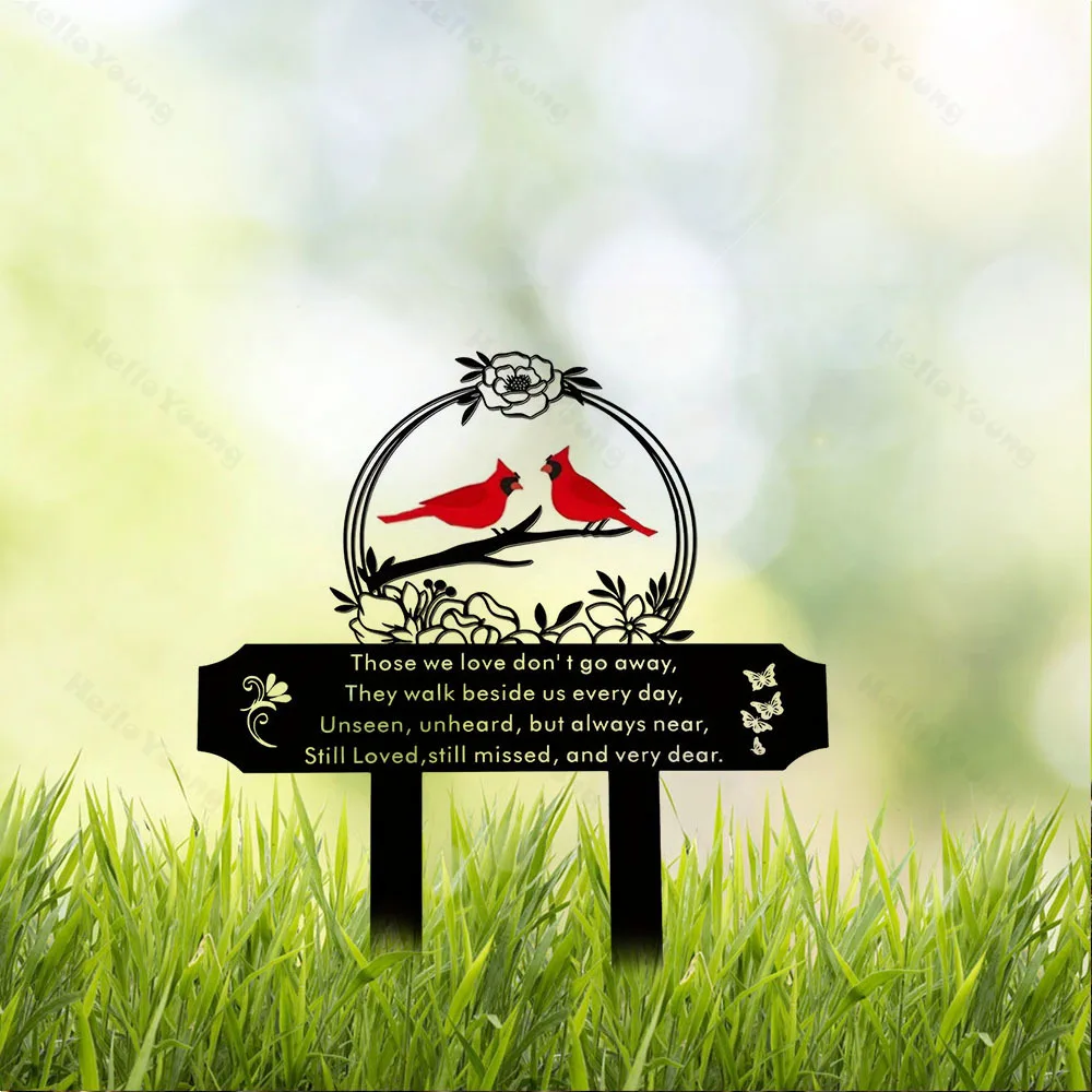 Splendid 1pc Memorial Plaque Stake:The Cardinal Birds Garden Stake for Cemetery Adornment a Insert Sign to Pay Tribute to Family