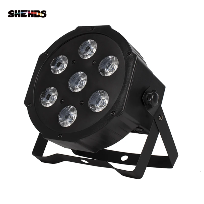 Imagem -02 - Shehds 7x1 2w 18w Rgbwa Mais uv Led Plana Par Luz Plug Móvel Ultra-silencioso Ventilador Festa de Aniversário da Família Teatro Casamento Iluminação de Palco