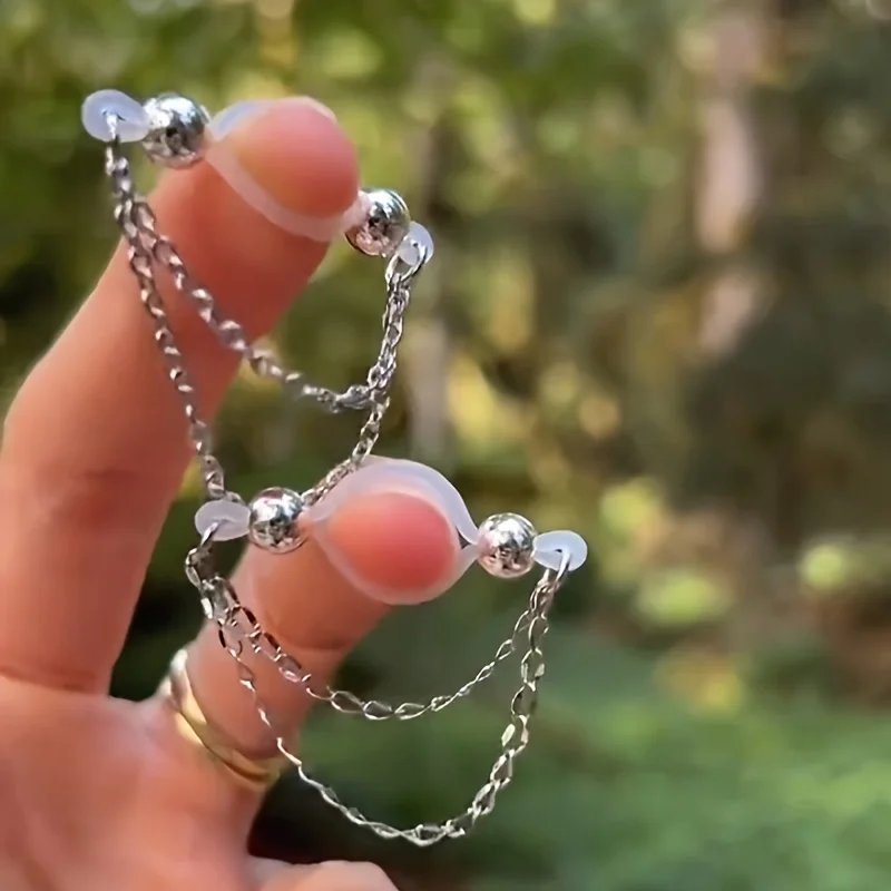 زوج واحد من حلقات الحلمات المزيفة القابلة للتعديل - حلقات حلمة أكريليك غير مثقوبة مع لمسات متألقة | مثالية للحفلات #1