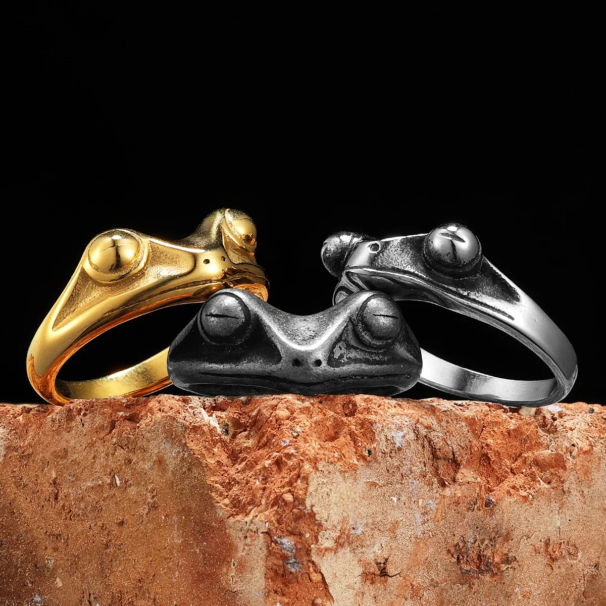 Frog Prince Men Rings Stainless Steel Women Jewelry Vintage Punk Rock Cool Stuff New Fashion Couple Accessories Gift Wholesale