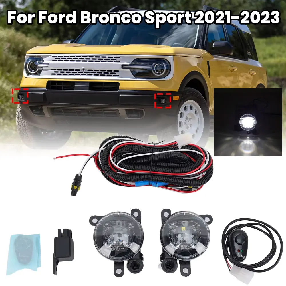 

LED Fog Light For Ford Bronco Sport 2021 2022-2023 foglamp kit wire DRL Headlights Foglight car accessories 1 pair