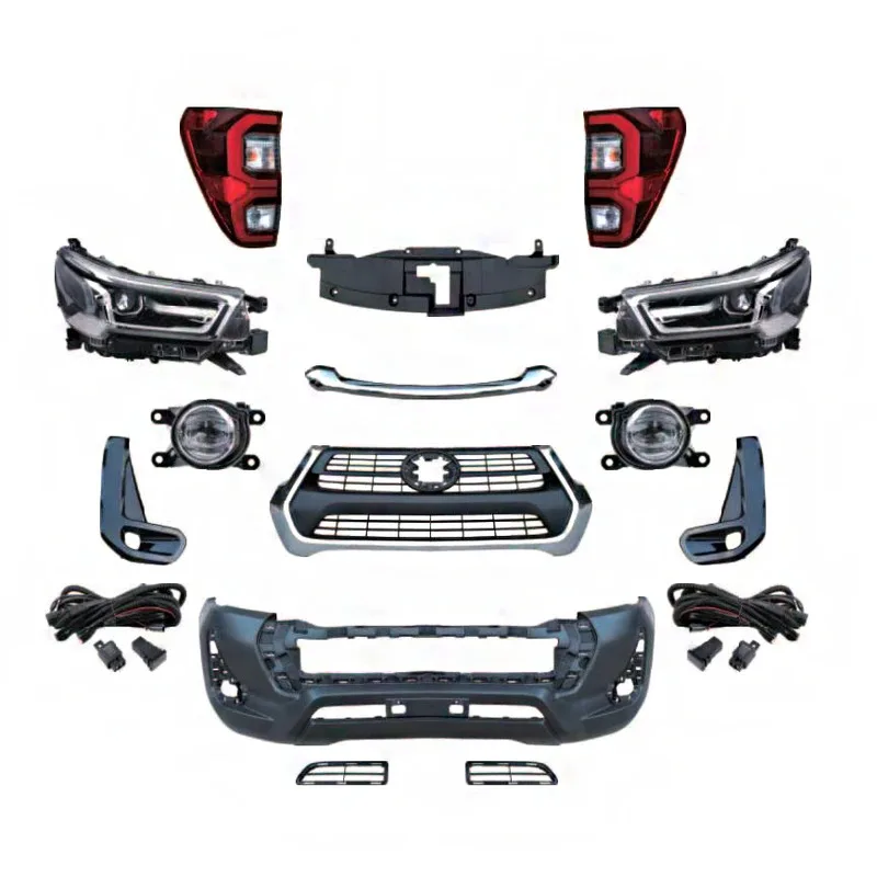 

Body Kit Headlamp Rear Tail Lamp Grille Front Bumper Fog Lamp Fog Lamp Frame for 16-20 HILUX UPGRADE 2021 HILUX