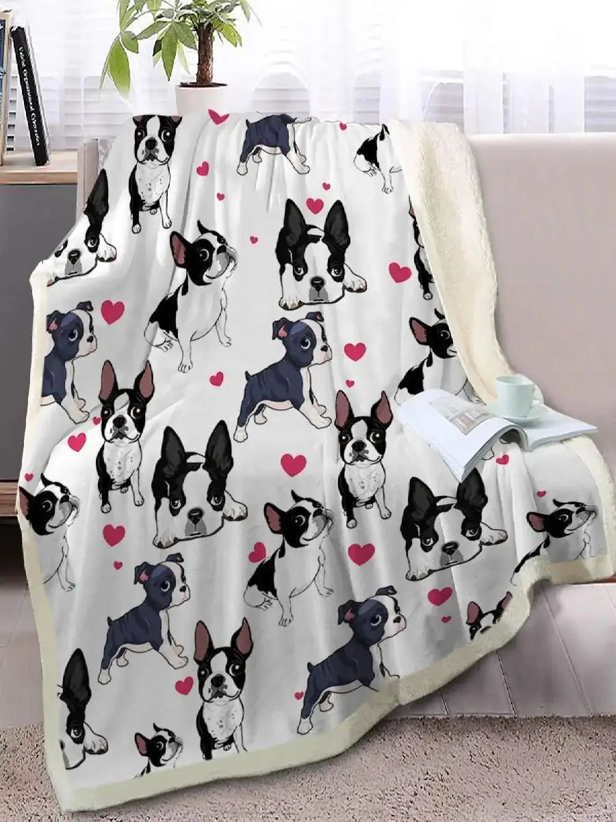 Boston Terrier Soft Cozy Throw Blanket for Dog Lovers Perfect Gift for Kids Girls Women Adults Home Decor