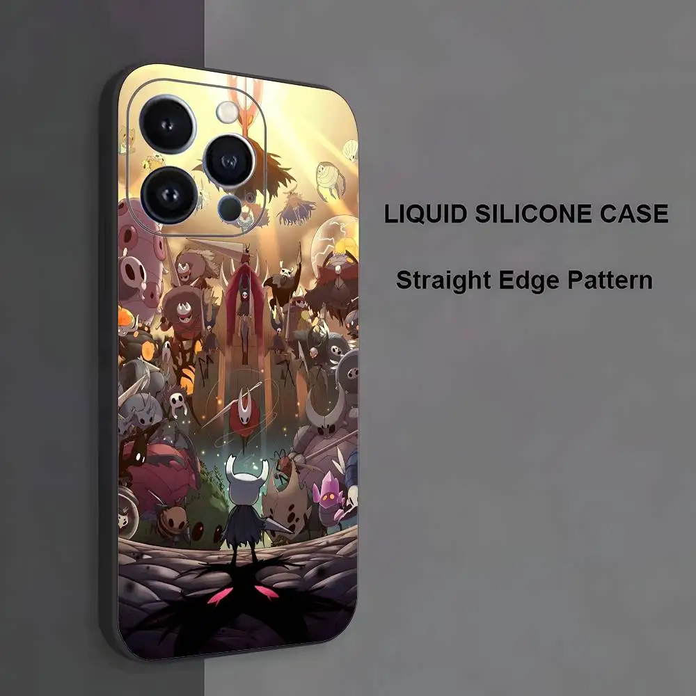 حافظة هاتف H-Hollow Game K-Knight لهاتف iPhone 17,16,15,14,13,12,11، Pro Max، XS، X، XR، SE، Mini، 8، 7، غطاء أسود من السيليكون الناعم