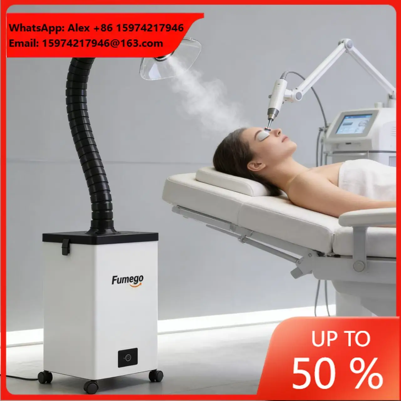 XF250 Medical Aesthetic Fume Extractor 150W Strong Suction Air Purifier With Triple-Layer Filter, Eliminates Smoke, Mist & Odors