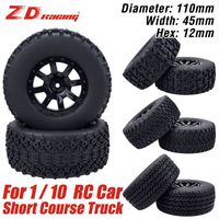 ZD Racing RC Wheels and Tires 1/10 Scale 12mm Hex Short-course Truck Anti-skid 4PCS For VKAR Redcat HSP Traxxas Slash HPI