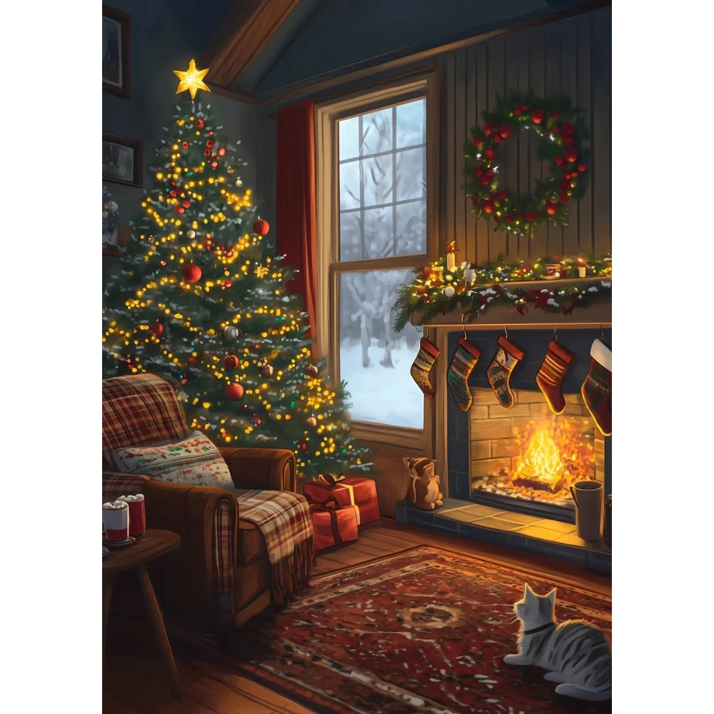 Christmas Jigsaw Puzzle 4 Styles Golden Retriever Gingerbread Man Fireplace Scene 500-2000 Pieces Paper Puzzle Xmas Home Decor G
