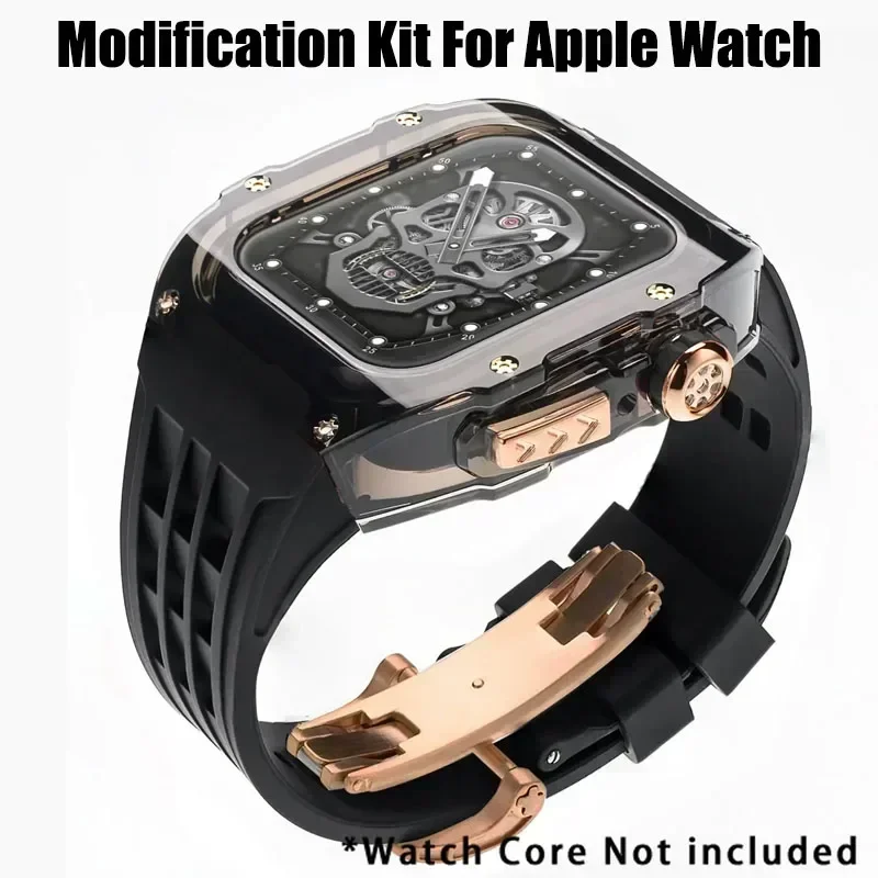 

Luxury Glacier Modification Kit for IWatch Series 9 8 7 6 5 4 SE 45MM 44MM Transparent Case for Apple Watch Ultra 49mm Mod Band