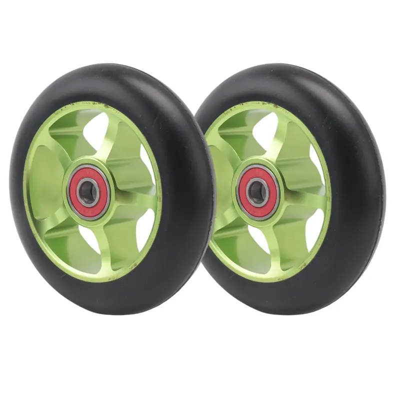 

NEW HOT In Stock-2Pcs 100Mm Scooter Replacement Wheels With Bearings Aluminum Wear-Resistant PU Scooter Parts Scooter Accessorie