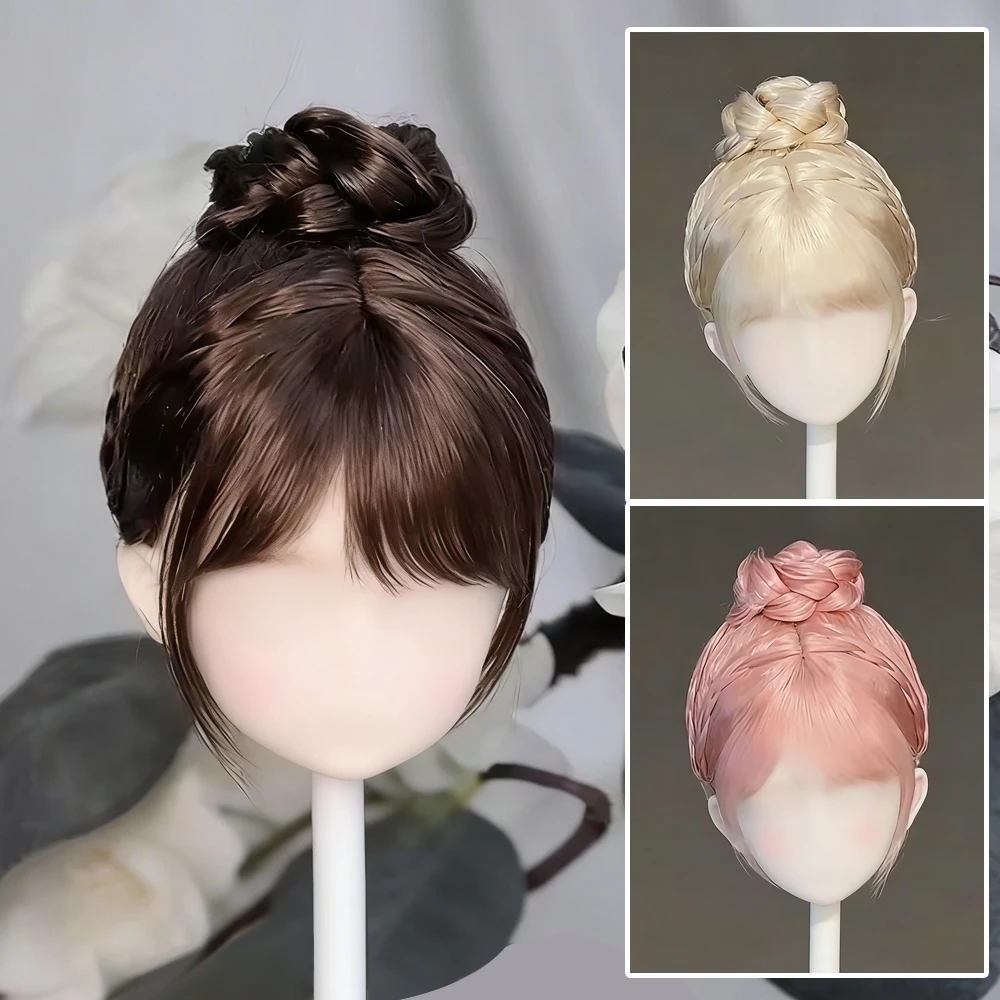 

Awen Bjd Wig Blended Mohair 1/6, 1/4, 1/3BJD Cute Bangs Single Bun for 30, 40, 60cm SD/DD Articulated Doll Accessories Hair