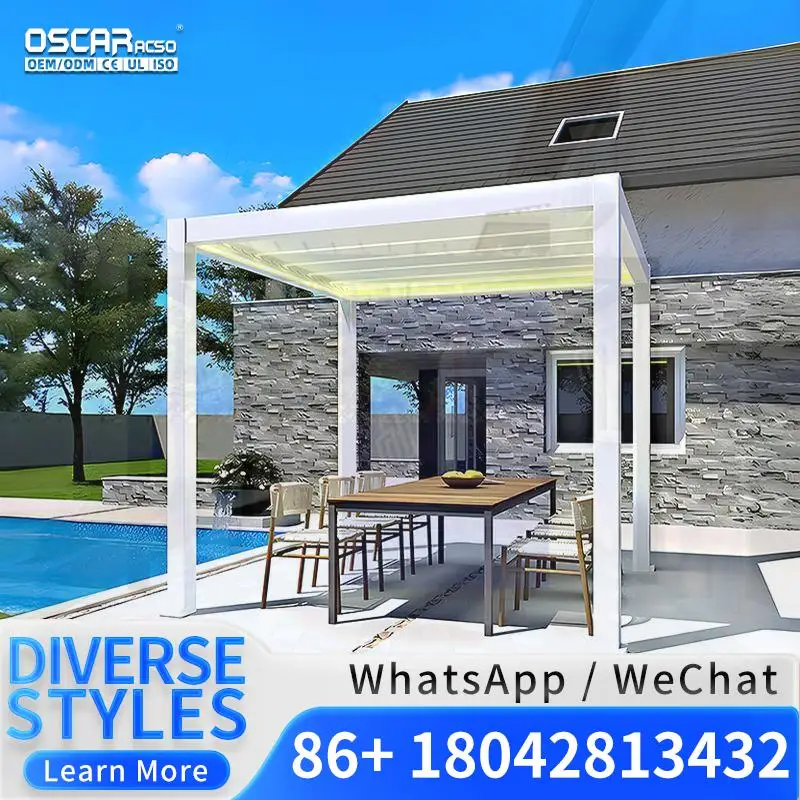 4X4 Meter High Wind Resistant Outdoor Roller Screen Aluminium Frame Sunshade for Garden Patio Backyard Pergola