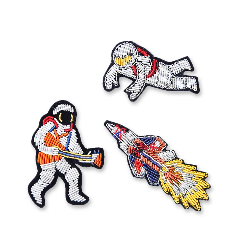 space-rocket embroidery india silk pin on patch brooch badge patches for clothing parches termoadhesivos para ropa for clothes