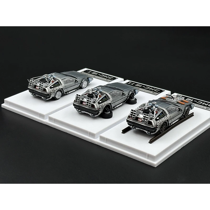 MJ In Stock 1:64 DeLorean Time Machine Back Futura Diecast Diorama Car Model Collection Toys