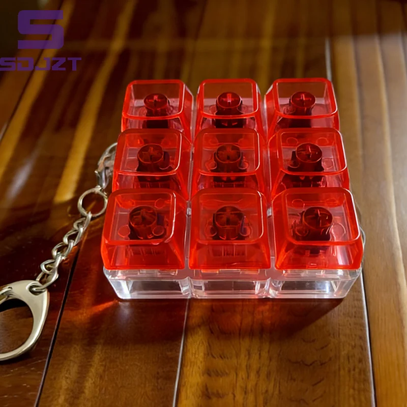 New 9 Keys Mechanical Keyboard Axis Tester Fidget Key Toy Stress Relief Button with Keycap Keychain Toy Gift for Fun And Relief