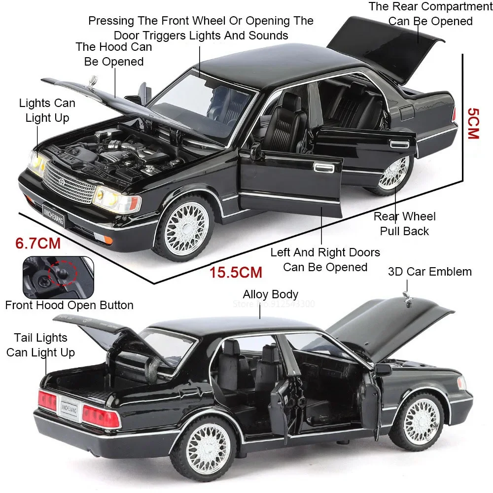 1:32 Schaal Crown Corolla Auto Model Speelgoed Legering Diecast Geluid Licht Trek Deuren Geopend Miniatuur Auto Modellen Kids Presenteert