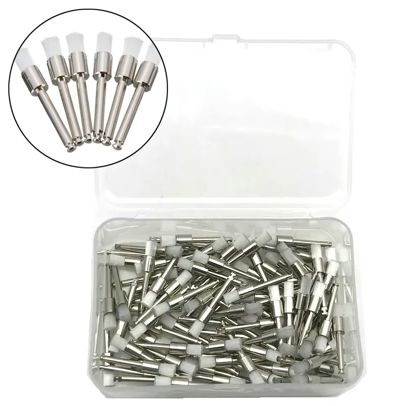 

100Pcs/Box Dental Prophy Brush Heads Nylon Latch Polishing Brush for Dental Lab Disposable Prophylaxis Polisher Tools