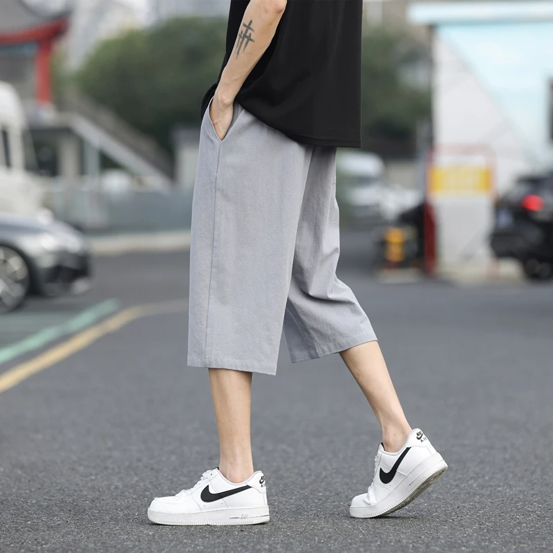 

Men's Summer Fashion High Street Casual Pants Trendy Versatile High Quality Seven Quarter Pants Loose Large Hombre Sports Pants