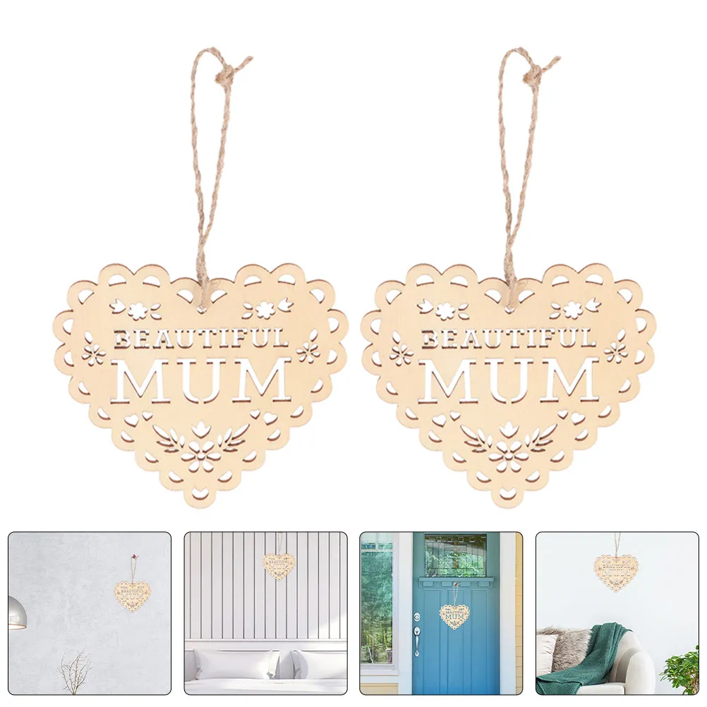 

20 шт. деревянных подвесных украшений ко Дню матери, в форме сердца, ручной работы, для декора дома, в стиле бохо, подарки для семьи