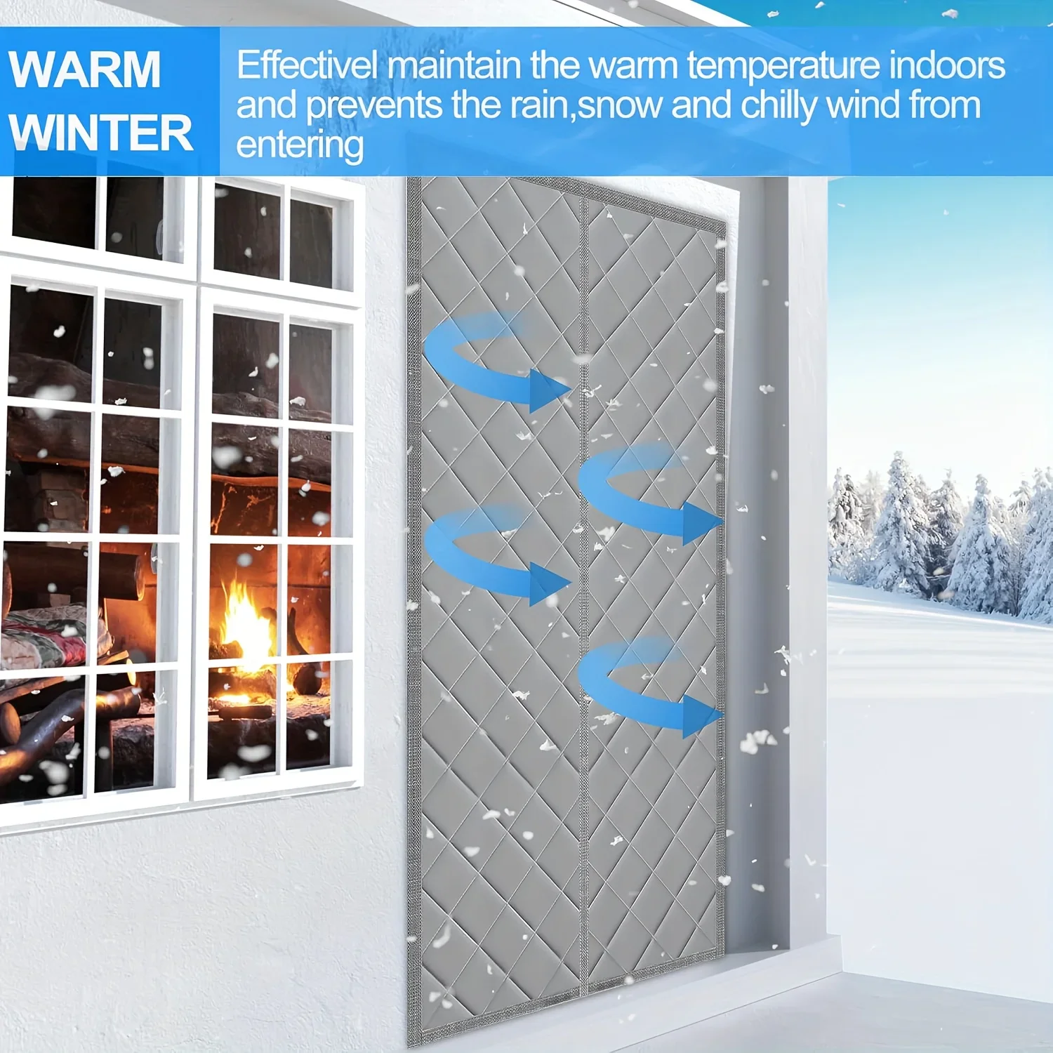 Winter Cold Resistant Magnetic Door Curtain,Thermal Warm Door Screen For Apartment Rental Home Draft Stopping And Heating Saving