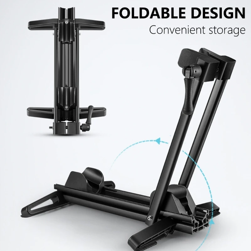 Foldable Bike Stand Folding Indoor Parking Wheel Holder Adjustable Bike Parking Stand Bicycles Parking Rack Easy to Use N58B