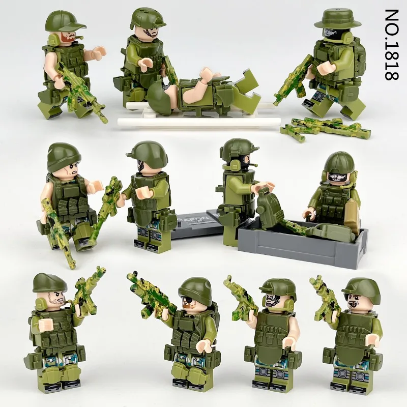 

Cross-borderwholesaleLangya fieldteamchildren'sassemblybuilding block small particle toy stretcher earphone weapon 1818 hot sale