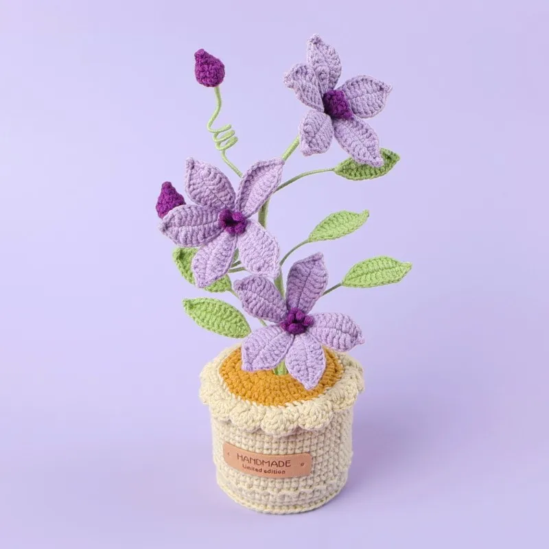 Handmade Xuefeier Wire Tie Lian Potted Flowers, Knitted Flowers, Festival Gifts for Teachers