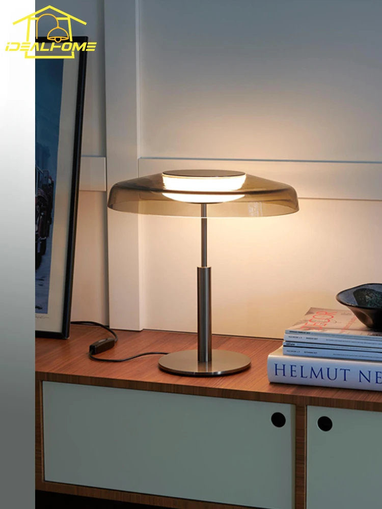 

Italian Design DORA Red/Gray Glass Table Lamp with Touch Switch LED Art Decorative Desk Lights Living/Model Room Bedroom Bedside