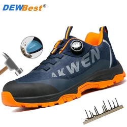 ashionable new knob buckle steel head anti smashing, anti piercing, anti odor men's wear-resistant shoes anti slip shoes