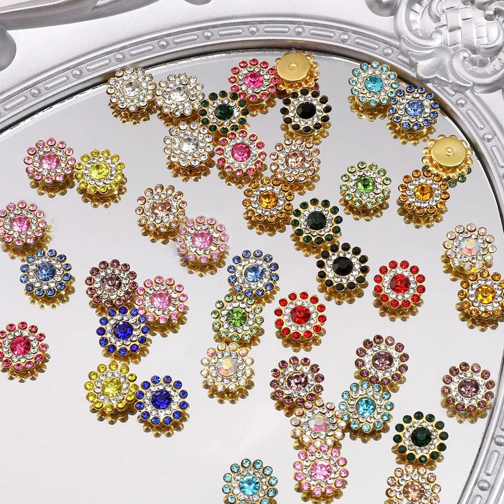 100 قطعة ثلاث طبقات منقوشة عباد الشمس الماس مخلب الحفر الاكريليك حجر الراين زر بروش اليدوية DIY بها بنفسك مجوهرات الإكسسوار #1