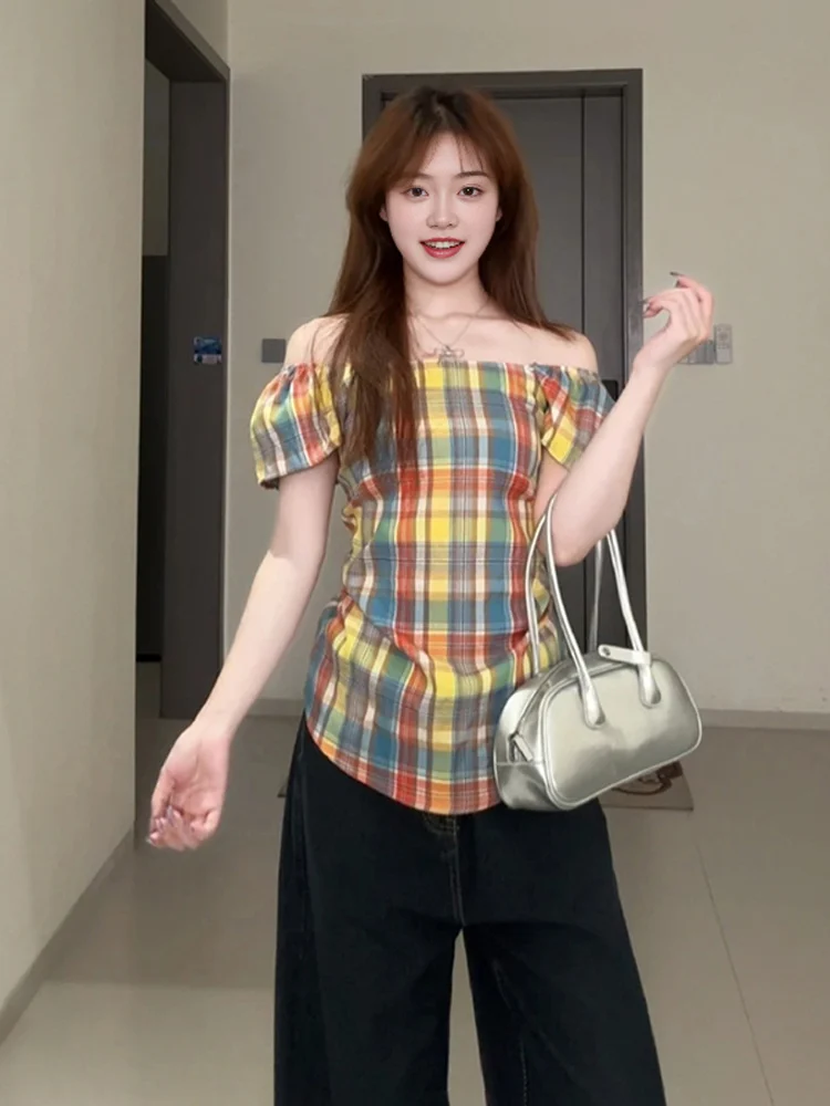 

plus Size Polka Dot One oulder irt Women's Sweet And Spicy Summer New Waist Cinching Slimming Top Korean Sle Commute