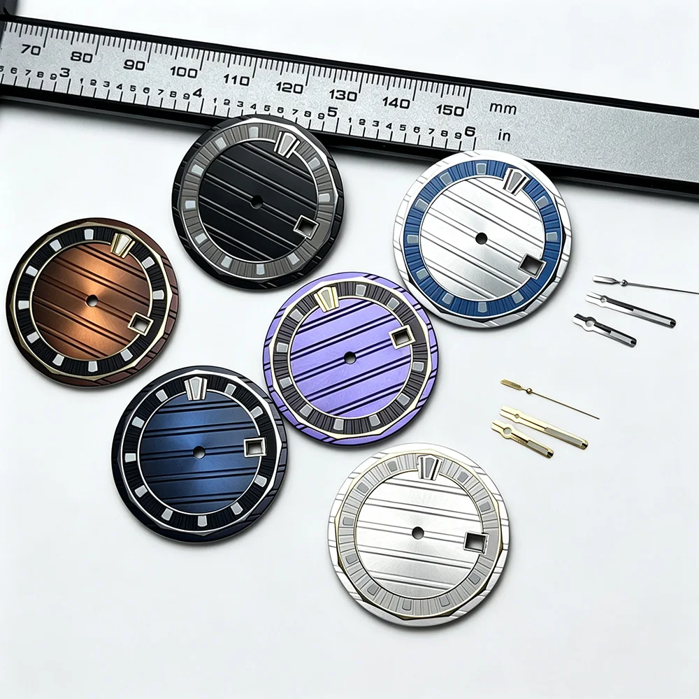 32mm Unmarked 8215 Dial Modification Parts, sunrise Texture, Suitable for 1612 Automatic Movement with Green Luminous Effect