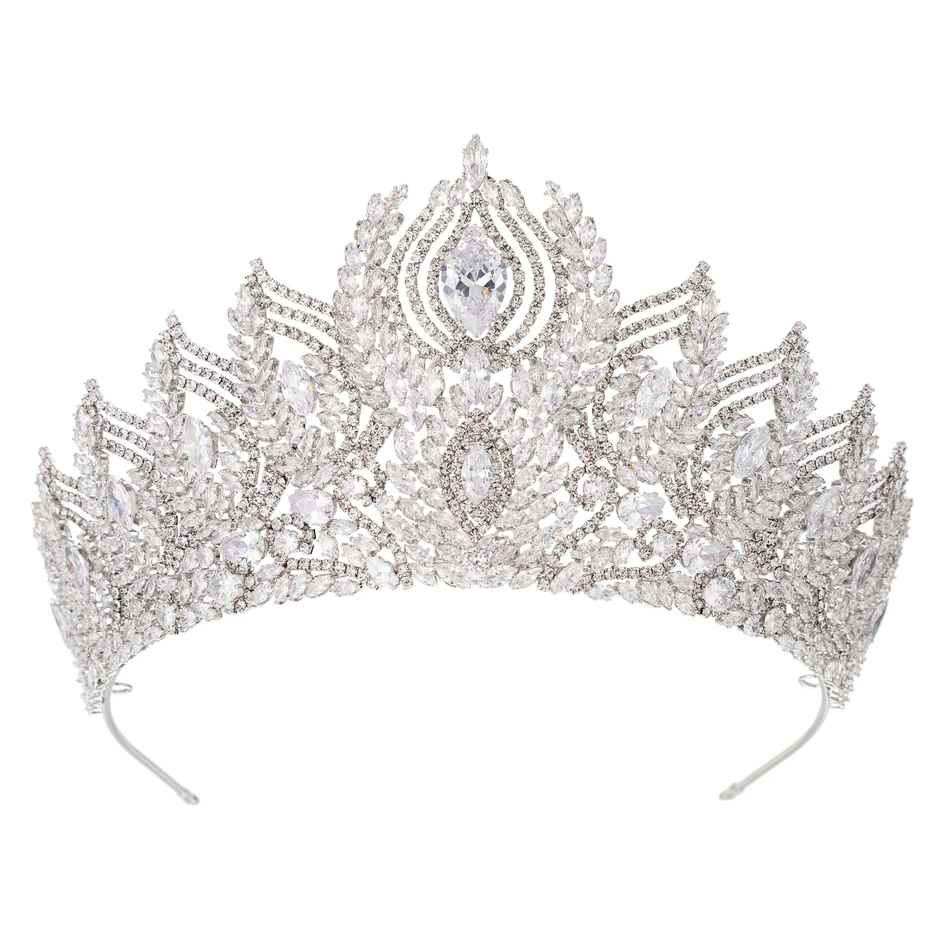 Cubic Zirconia Bridal Tiara Crown For Wedding Luxury Large Queen Crowns For Pageant Miss Universe Wedding Hair Jewelry Headdress