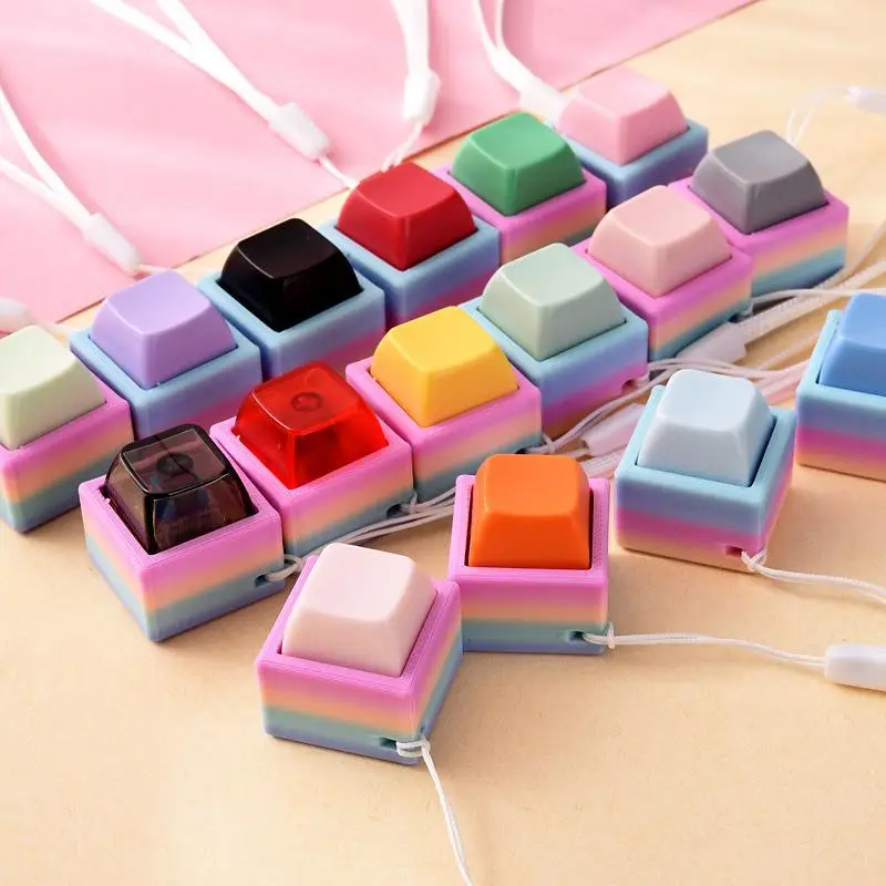 Mini Fidget Stress Relief Toy with Detachable Button Lanyard Pressure Reducing for Kids Students Classroom