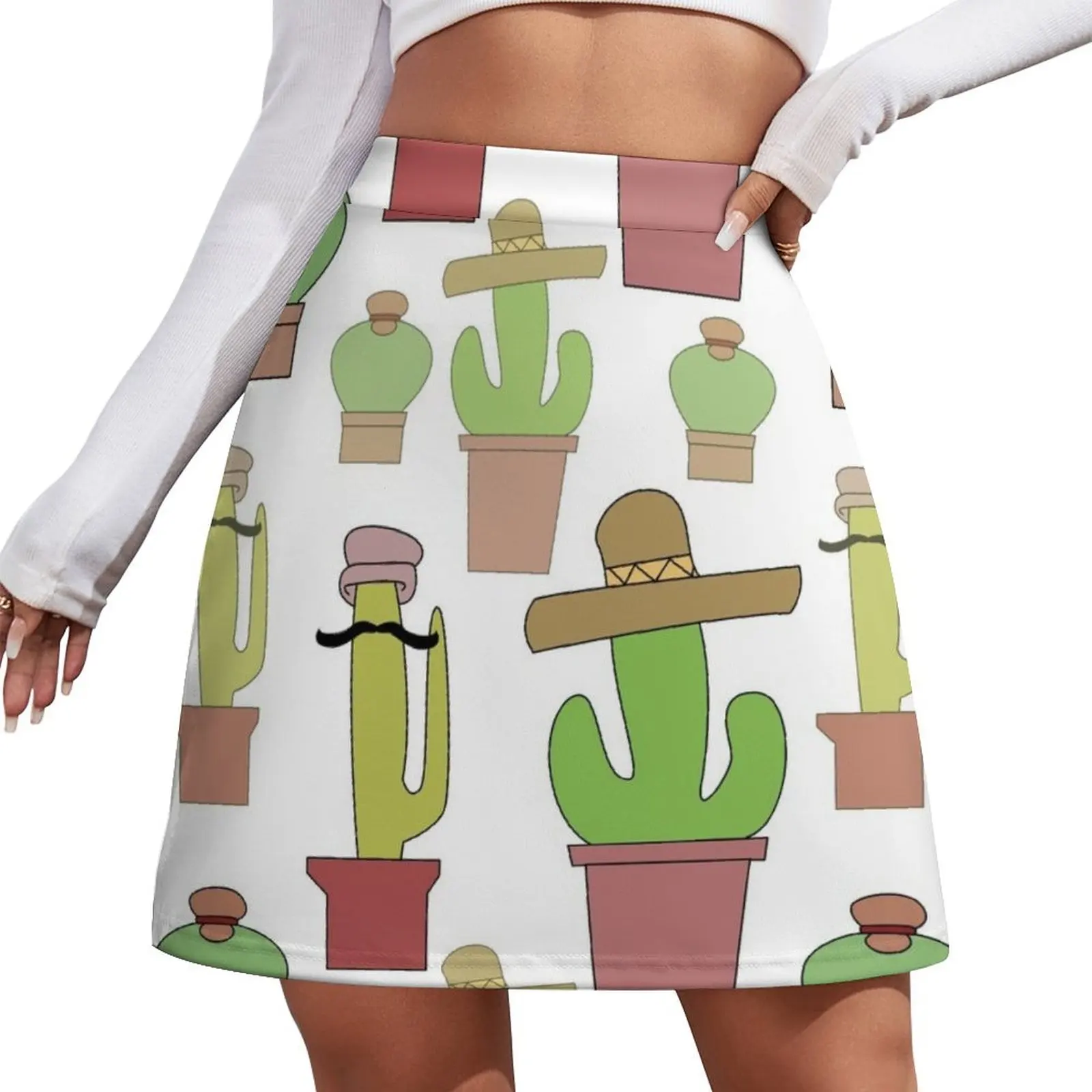 

Cactus with Hats! Hactus Mini Skirt cute skirt skirt women satin