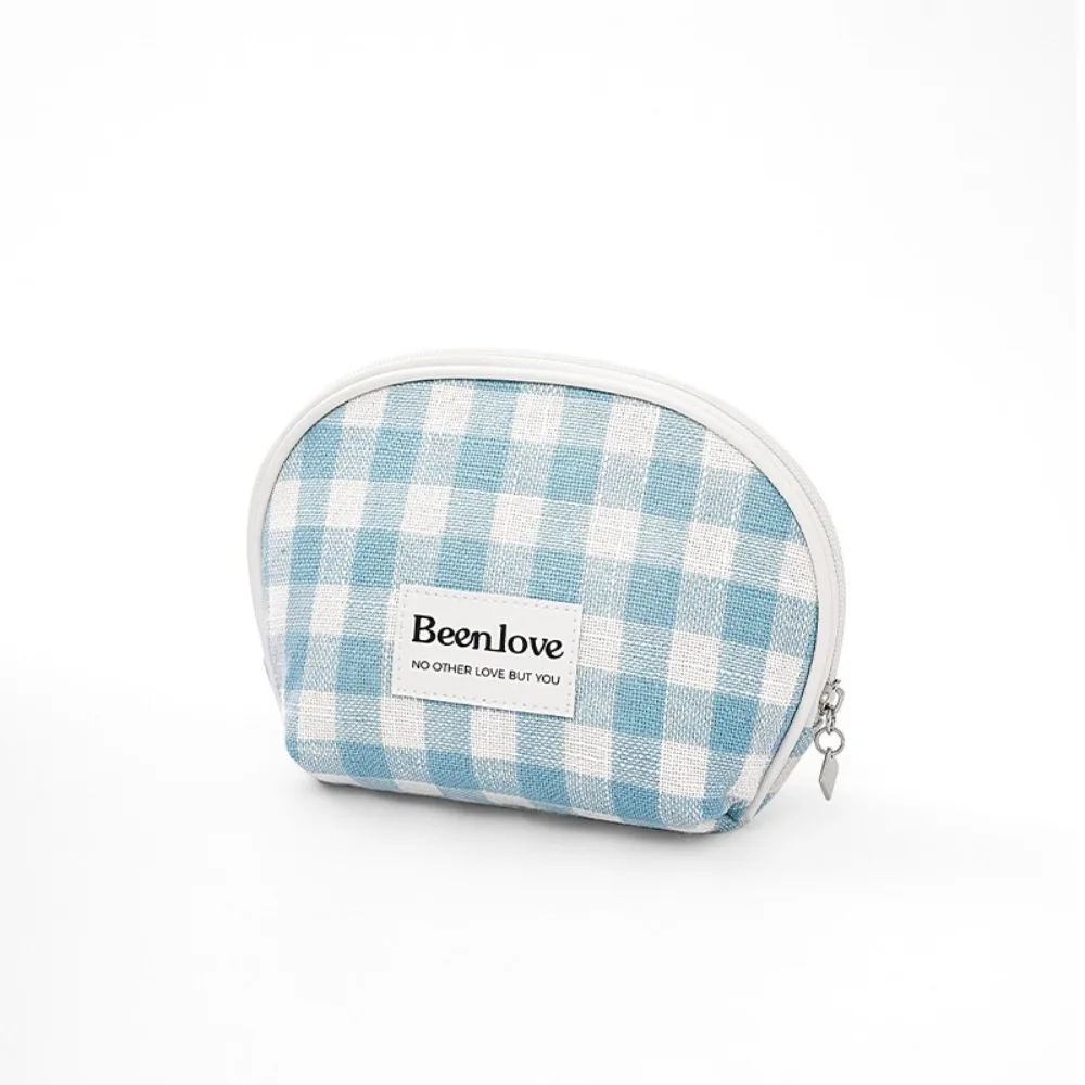 

Lattice Semicircle Cosmetic Storage Bag Large Capacity with Zipper Handheld Makeup Bag Mini Korean Style Women Clutch Bag