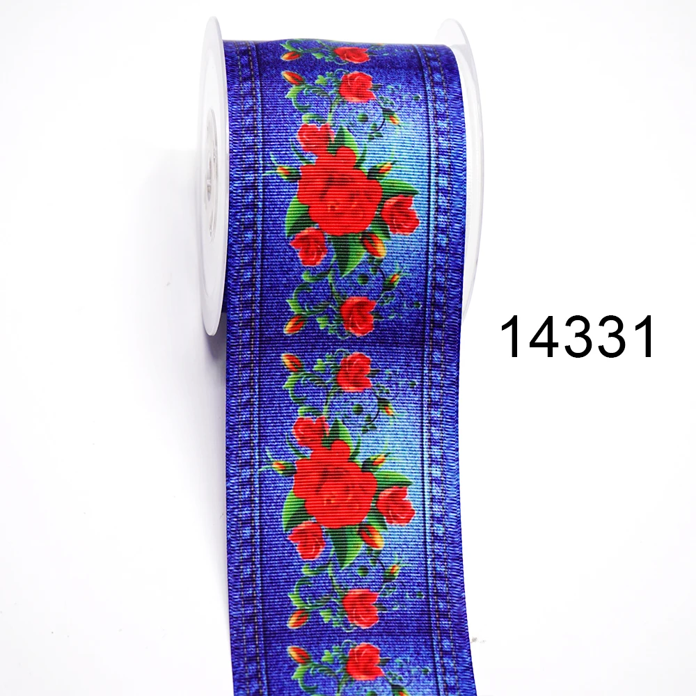 DIY Cartoon Flower Printed Grosgrain Ribbon For Craft Supplies Sewing Accessories 5 Yards. 10289