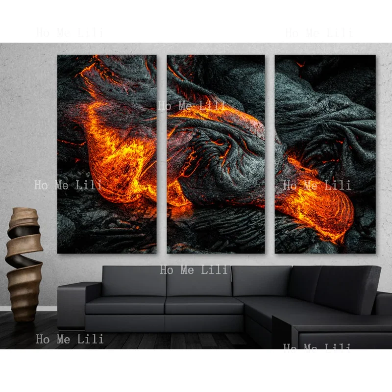 

Flow Canvas Print Rocks Stones Red Hot Poster Lava Magma In Big Island Hawaii Giclee Home Art Wall Unframed Decor Interior