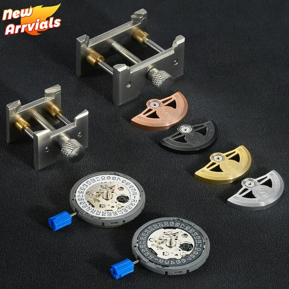 NH35 Movement Set Crown At 3.0 Nh35A with White/Black Date Automatic Hammer Rotor Pendulum Mechanical Repair Parts Refit Parts