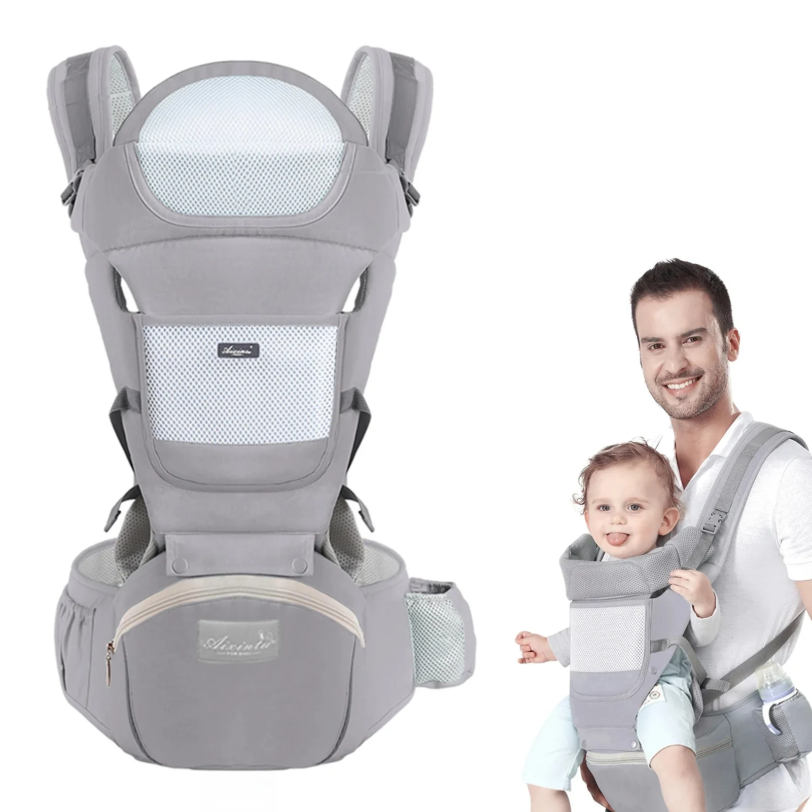Newborn Carrier Baby Cozy Baby Wrap Carrier with Hook&Loop for Easily Adjustable Soft Fabric Baby Carrier