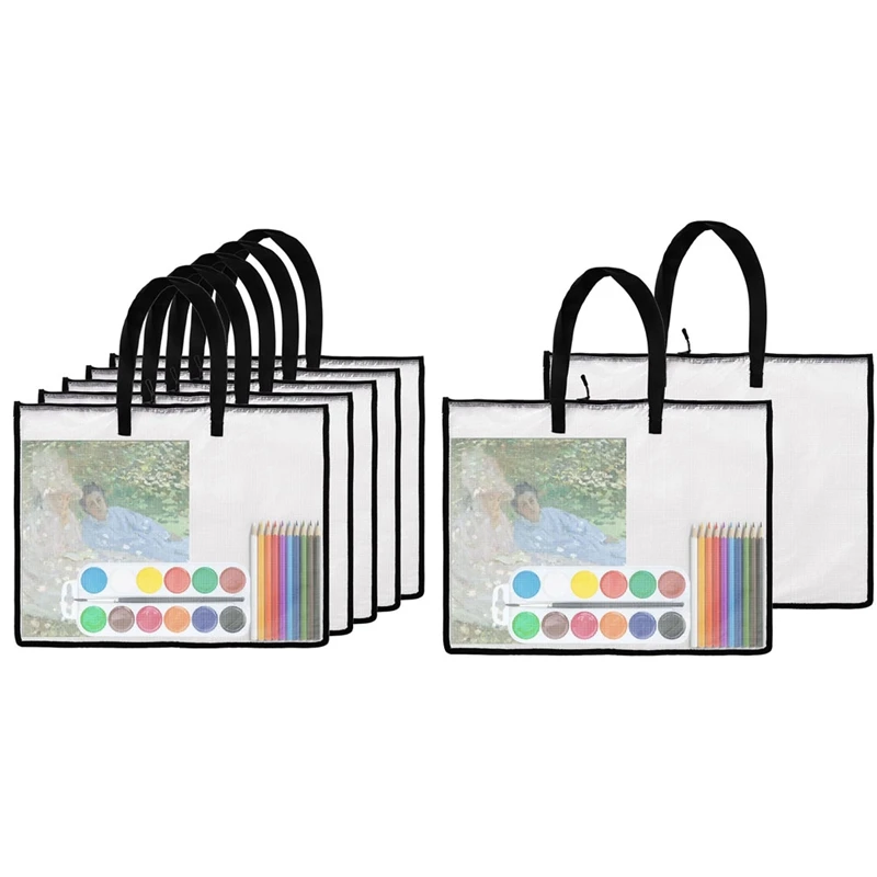 NEW-19X25 Art Portfolio Bags,Clear Portfolio Folder For Artwork,Waterproof Poster Storage Bags+Handle For Drawing Board