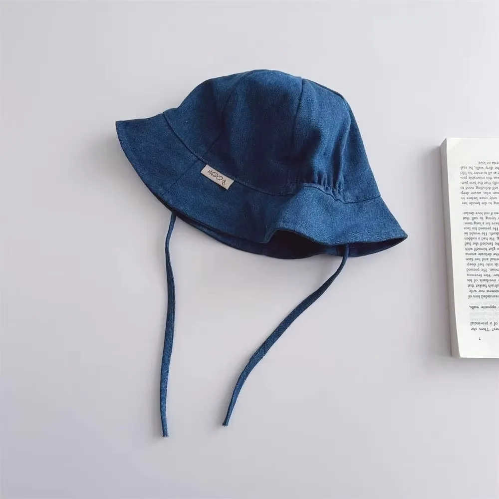

Fashion Striped Lacing Baby Sun Hat Solid color Cotton Fisherman's Cap Casual Bucket Hat Windproof Basin Hats Kid Boy Girl