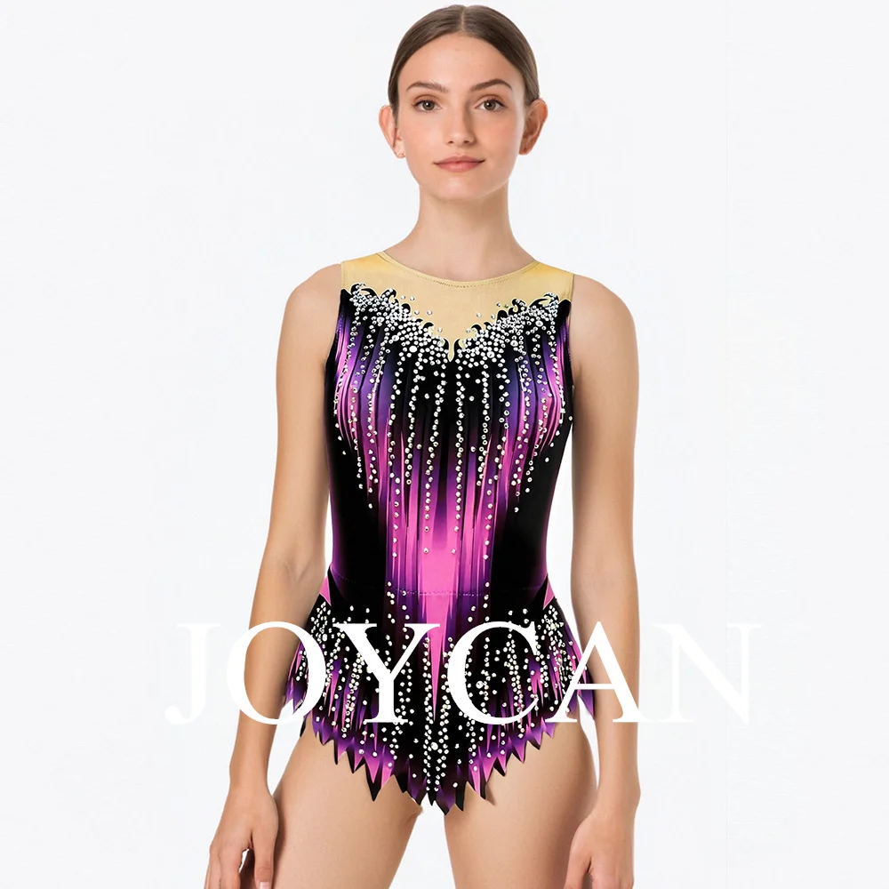 

JoyCan Rhthmic Gymnastics Leotards Girls Women Black and Pink Spandex Elegant Dance Wear for Competitiion JC13